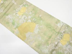 アンティーク　色紙散らしに若葉模様織り出し袋帯（着用可）